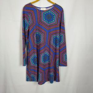 Everly colorful tunic dress size medium geometric pattern